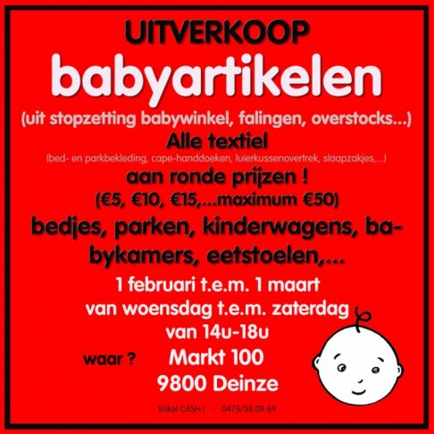 Uitverkoop babyartikelen